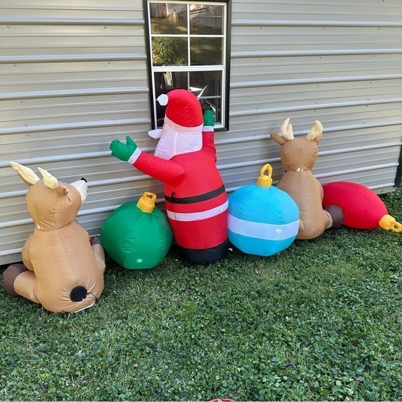 Gemmy Airblown Christmas Inflatable Santa Reindeer Lights Bulbs 9 ft Lighted - Picture 10 of 14